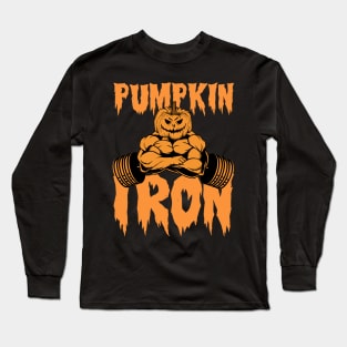 Halloween Pumpkin Barbell Iron Long Sleeve T-Shirt